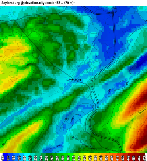 Saylorsburg elevation map