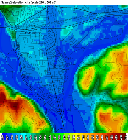 Sayre elevation map