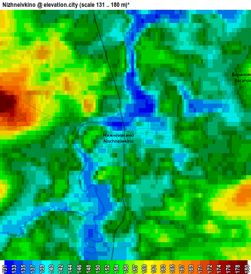 Nizhneivkino elevation map