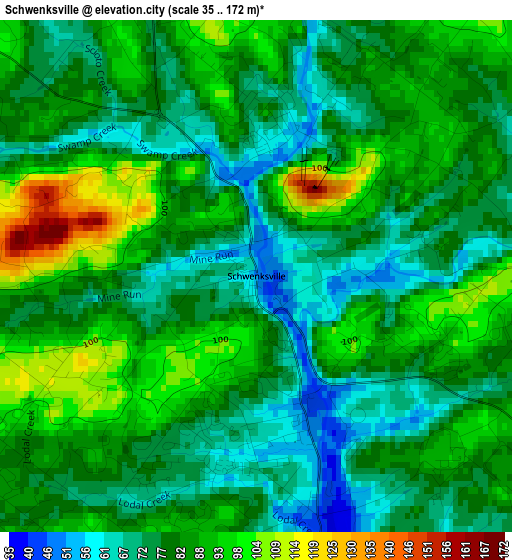 Schwenksville elevation map