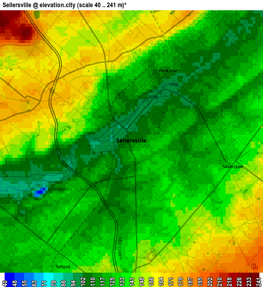 Sellersville elevation map