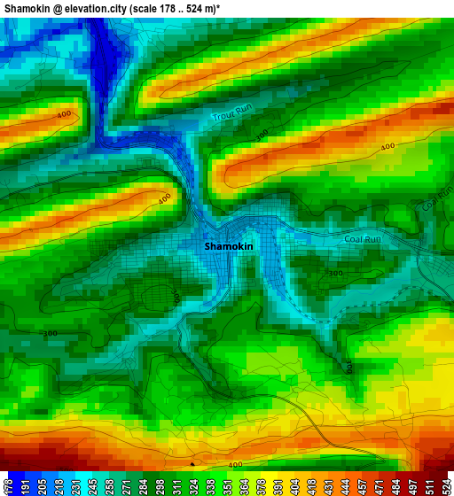 Shamokin elevation map