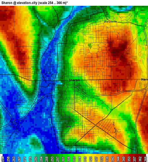 Sharon elevation map