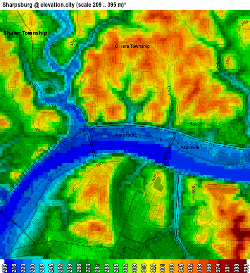 Sharpsburg elevation map