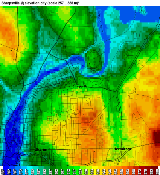 Sharpsville elevation map