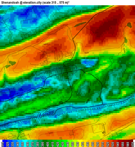 Shenandoah elevation map