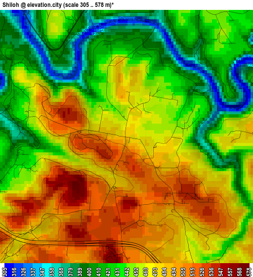 Shiloh elevation map