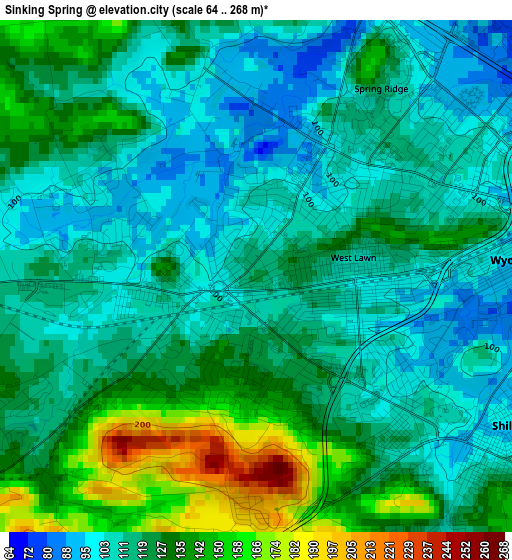 Sinking Spring elevation map