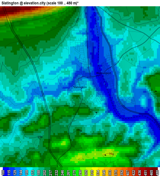 Slatington elevation map