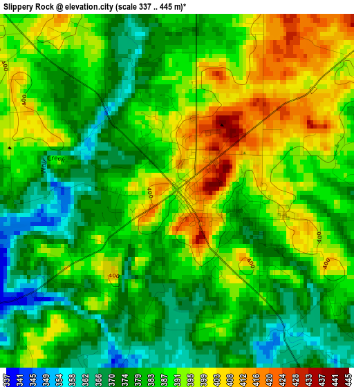 Slippery Rock elevation map