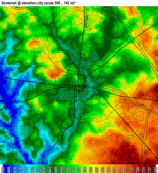 Somerset elevation map