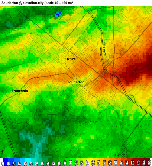 Souderton elevation map