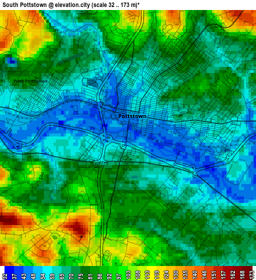 South Pottstown elevation map