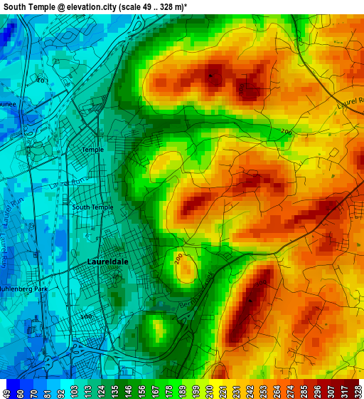 South Temple elevation map