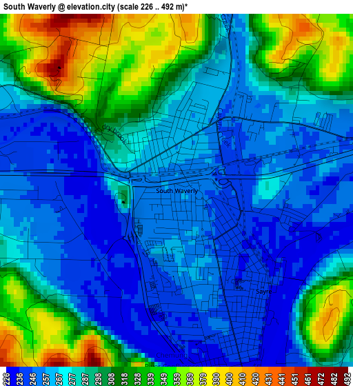 South Waverly elevation map