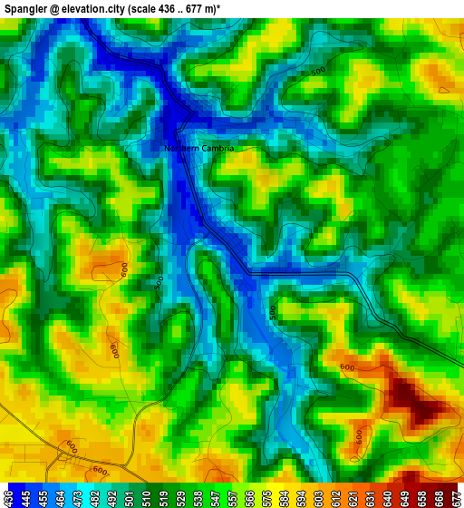 Spangler elevation map