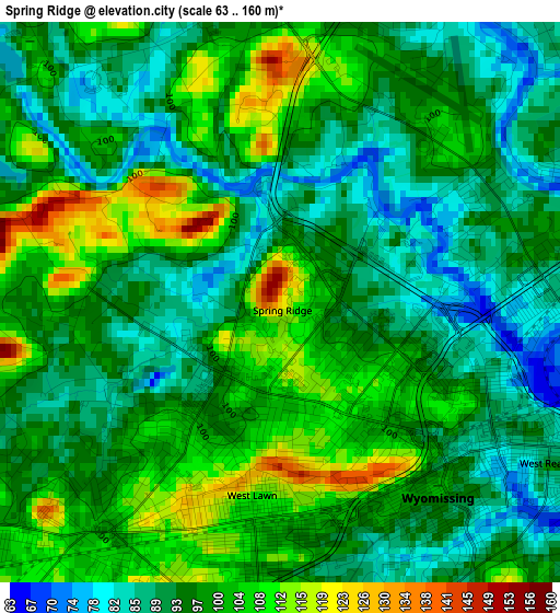 Spring Ridge elevation map