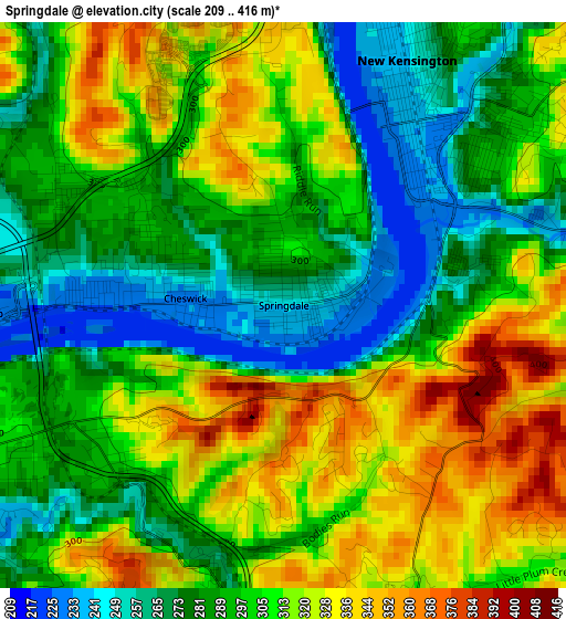 Springdale elevation map