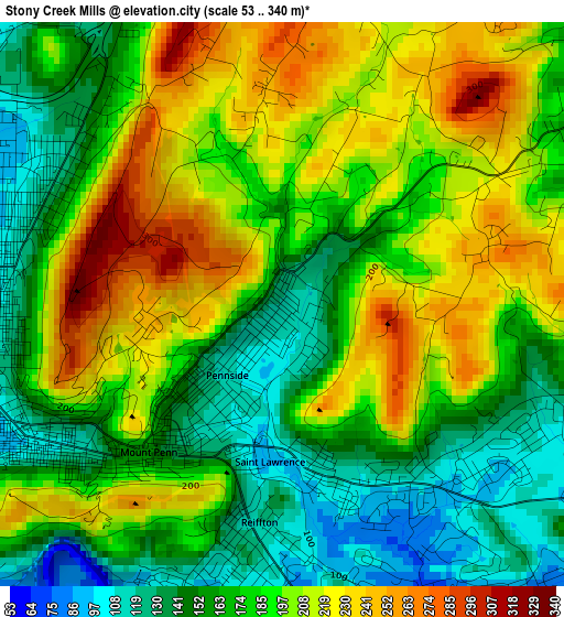 Stony Creek Mills elevation map