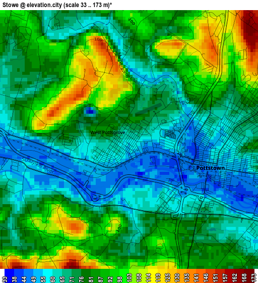 Stowe elevation map