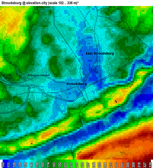 Stroudsburg elevation map