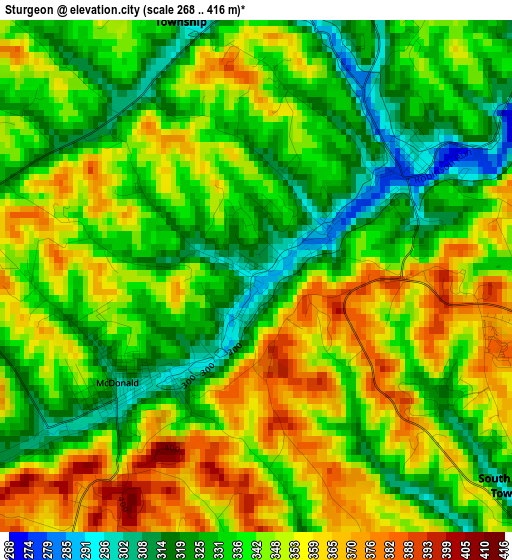 Sturgeon elevation map