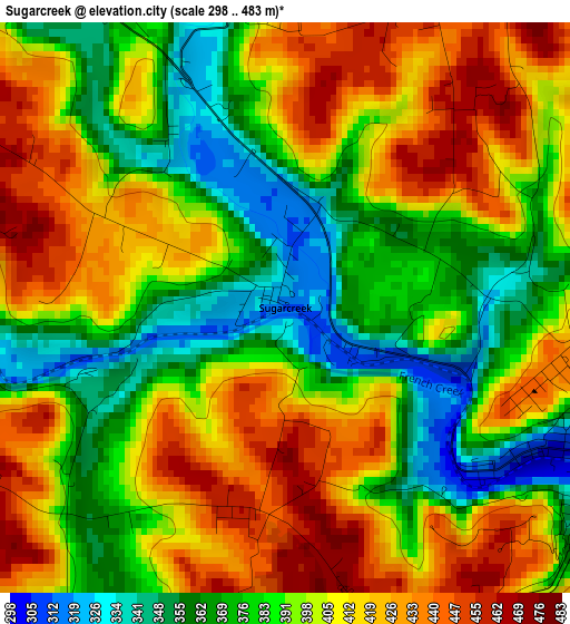 Sugarcreek elevation map