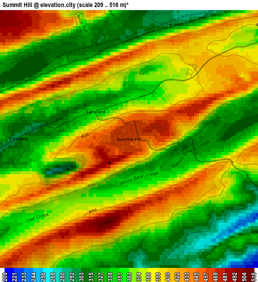 Summit Hill elevation map