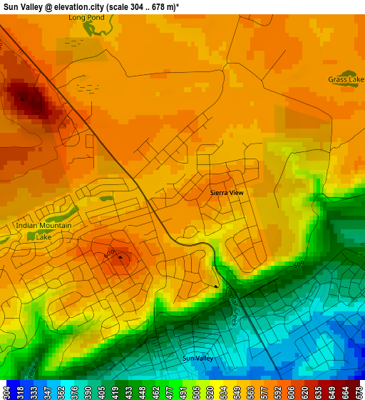 Sun Valley elevation map