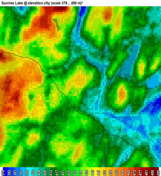 Sunrise Lake elevation map