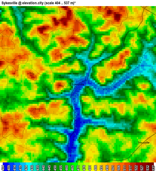 Sykesville elevation map