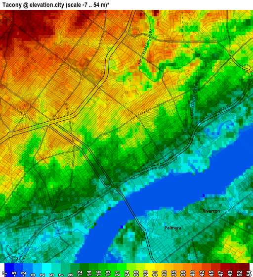 Tacony elevation map