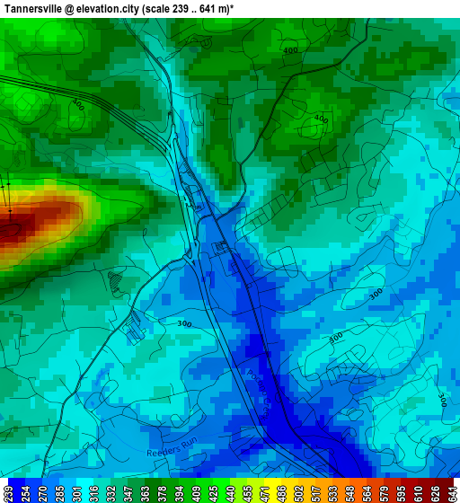 Tannersville elevation map