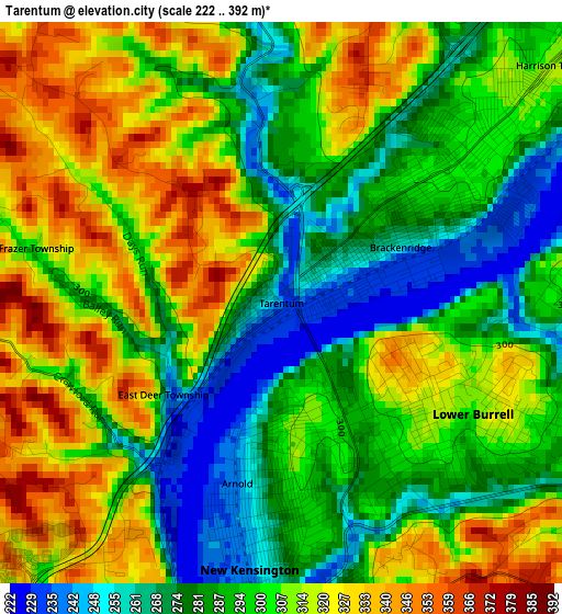 Tarentum elevation map