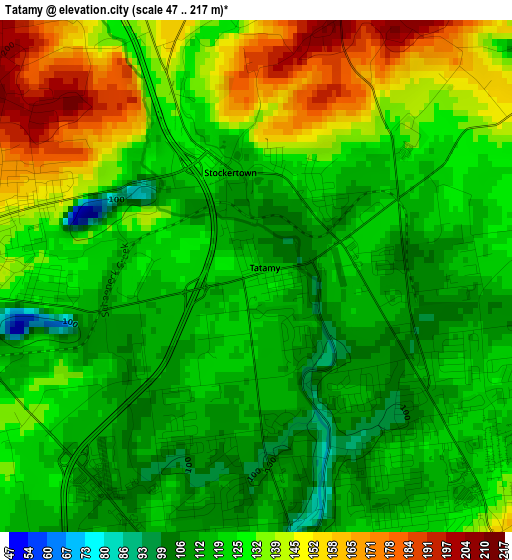 Tatamy elevation map