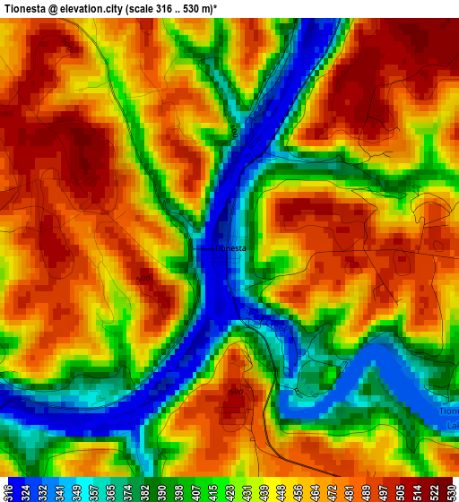 Tionesta elevation map