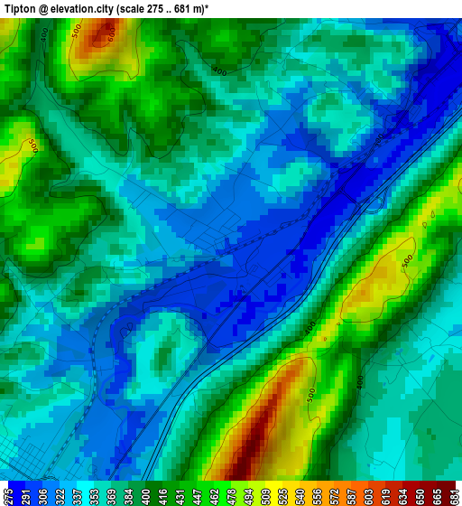 Tipton elevation map