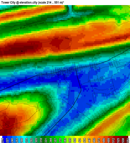 Tower City elevation map