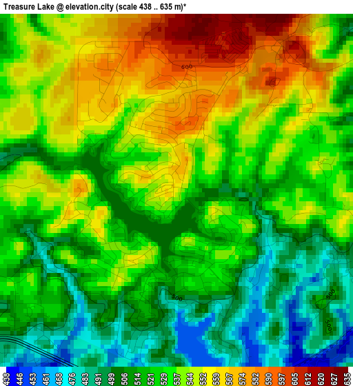 Treasure Lake elevation map