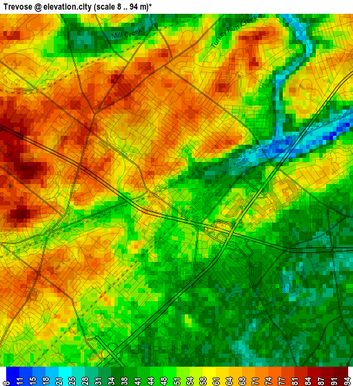 Trevose elevation map