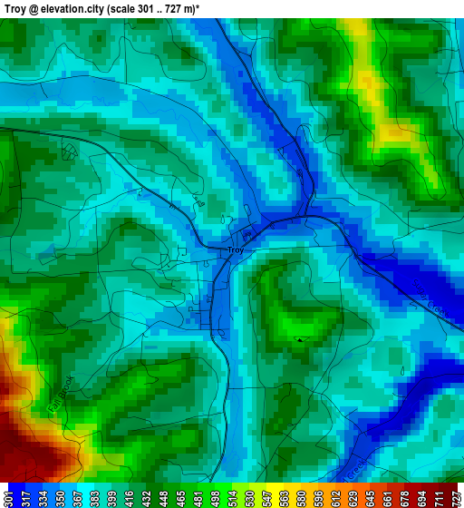 Troy elevation map