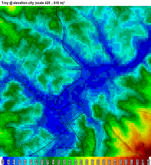 Troy elevation map