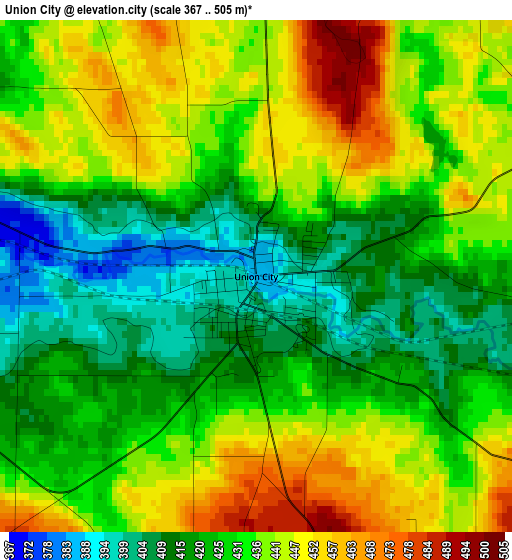 Union City elevation map