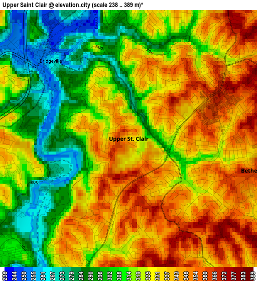 Upper Saint Clair elevation map