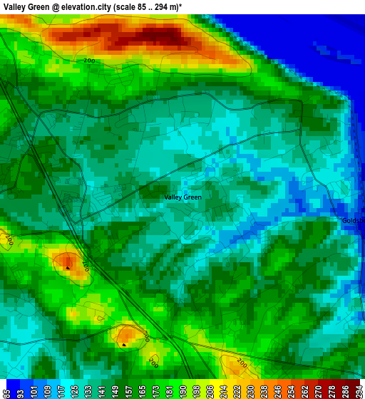 Valley Green elevation map