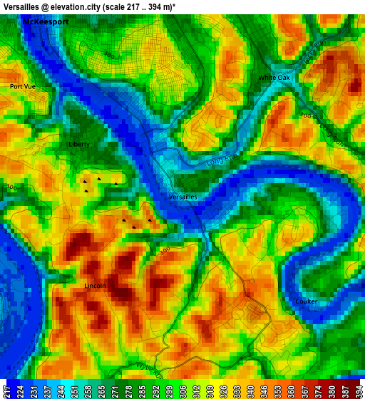 Versailles elevation map