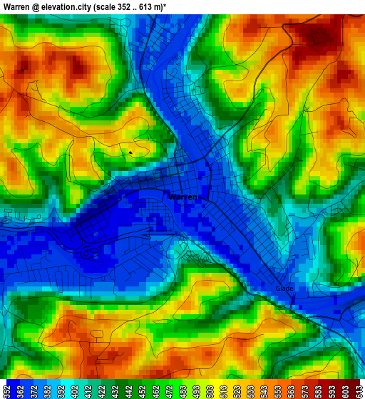 Warren elevation map