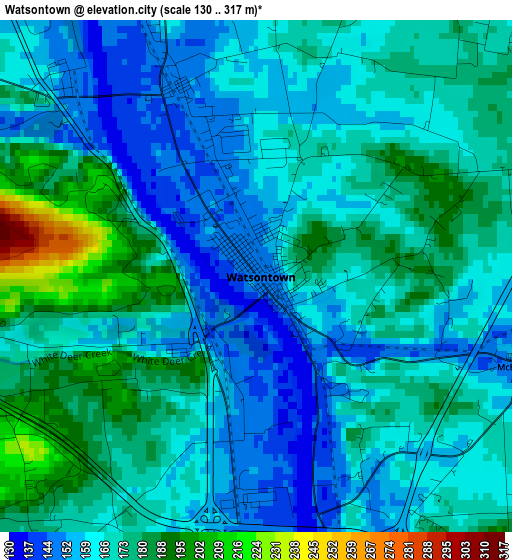 Watsontown elevation map