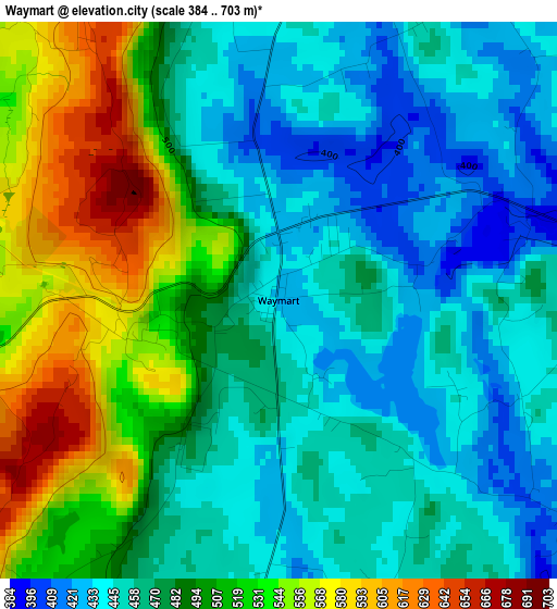 Waymart elevation map