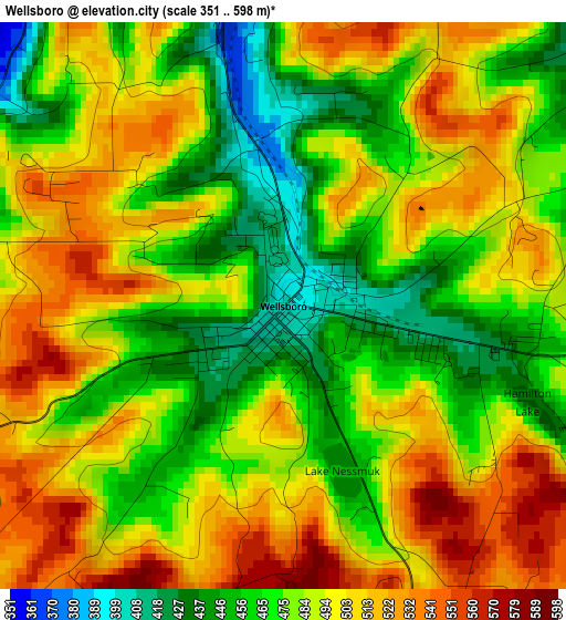 Wellsboro elevation map